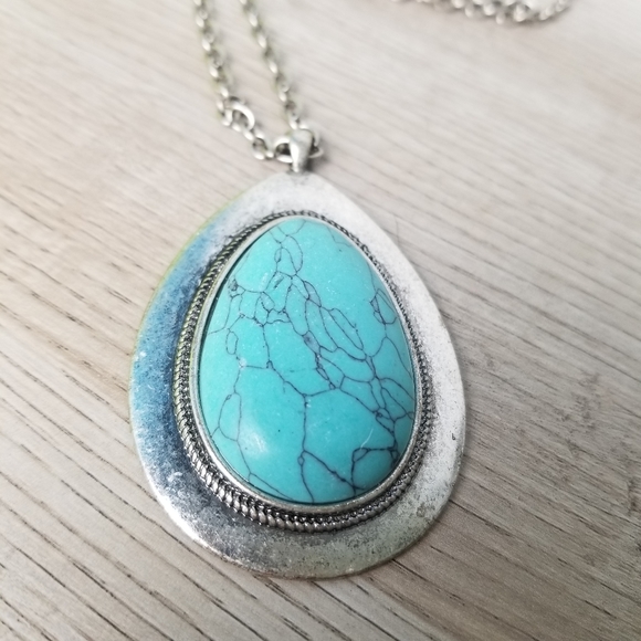 Large boho turquoise necklace - Picture 2 of 10